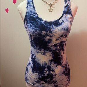 Y2K U2B Blue Tie Dye Racerback Tank